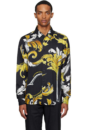 Black & Gold Outline Barocco Regular-Fit Shirt