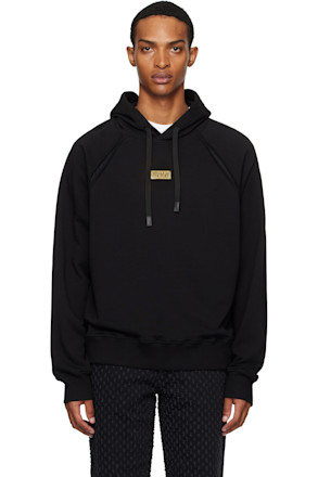 Black Outline Barocco Relaxed-Fit Hoodie