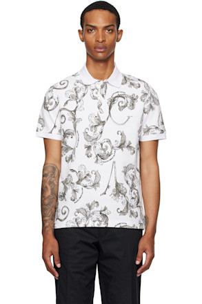 White & Gray Outline Barocco Polo