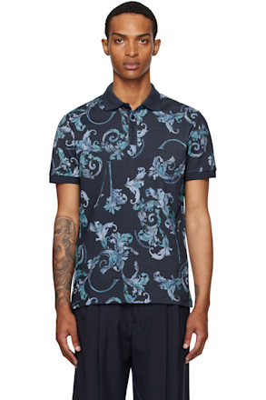 Navy Outline Barocco Polo