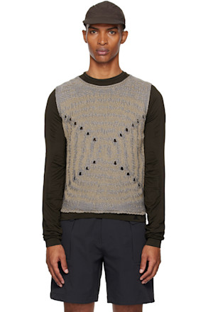 Blue & Beige Vortex Crewneck Vest