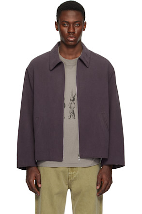 Purple Zip Western Washed Silk Jacket