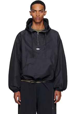 Brown & Navy Check Mask Anorak