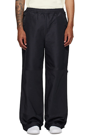 Brown & Navy Check Track Pants