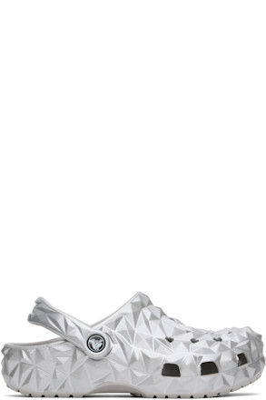 Silver Classic Metallic Geometric Clogs