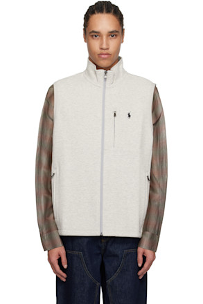 Gray Double-Knit Mock Neck Vest