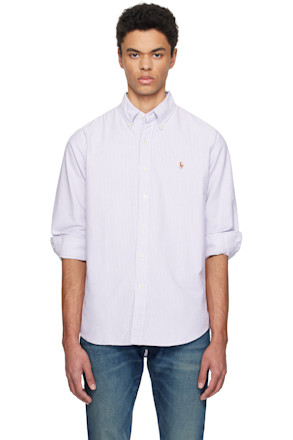 Purple & White Classic Fit Striped Oxford Shirt