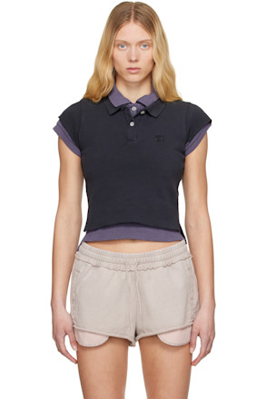 Navy Layered Shrunken Polo