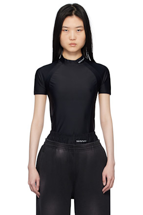 Black Logo Detailed Rash Guard