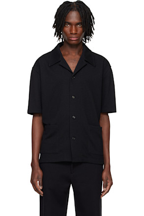 Black Textured Knit Shirt