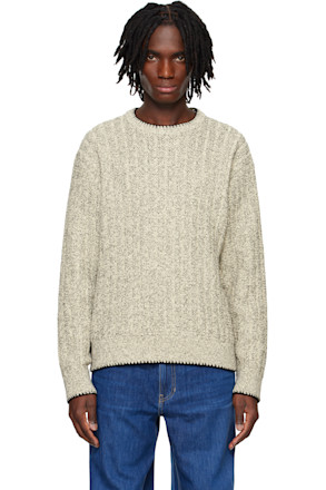Off-White Round Neck Stitch Knit Sweater