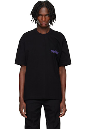 Black Embroidered Graphic T-shirt
