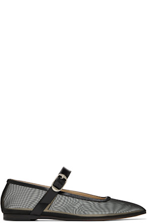 Black Mesh Mary Jane Ballerina Flats