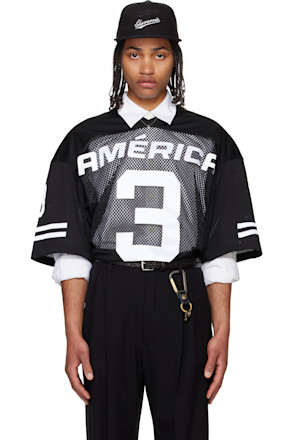 Black 'America' Football Jersey T-shirt