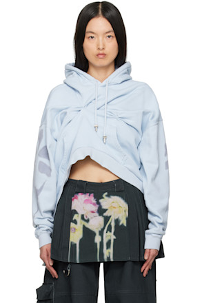 Blue Draped Hoodie