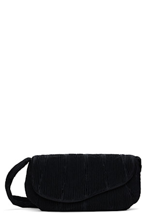 Black Pleated Caterpillar Messenger Bag