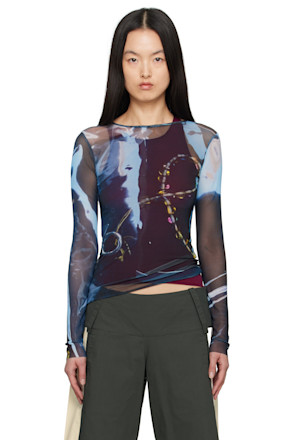 Black Shining Gem Tight Mesh T-Shirt