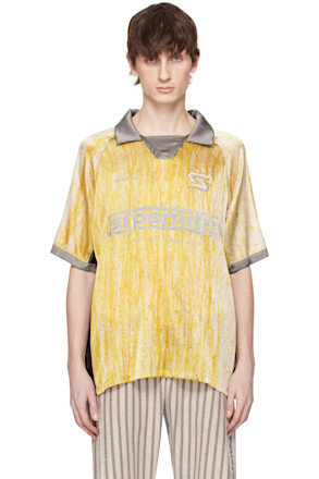Yellow Drips Silk Football Polo