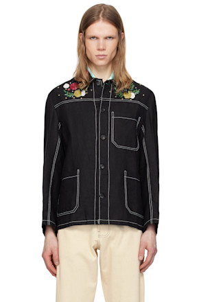 Black Beadwork Double Stitch Jacket