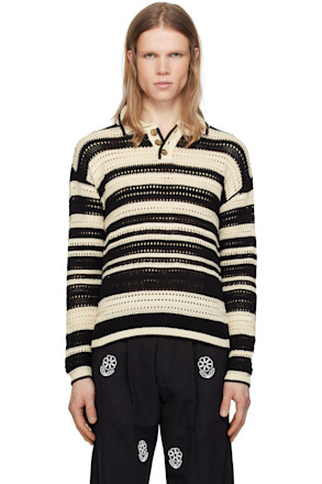 Black & White Crochet Polo