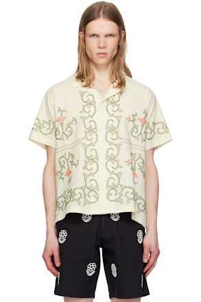 Off-White Embroidered Flower Shirt