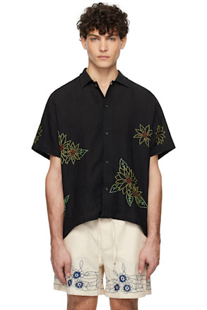 Black Sunflower Embroidered Shirt