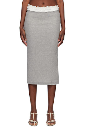 Gray 3 Layers Midi Skirt Set