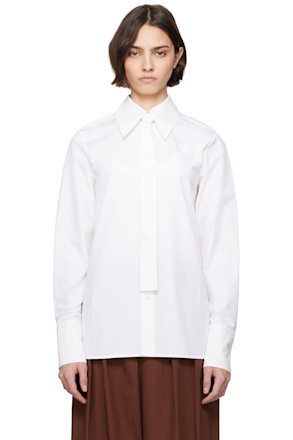 White Cotton Poplin Tie Shirt
