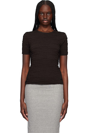 Brown Short Sleeve Embroidered T-shirt