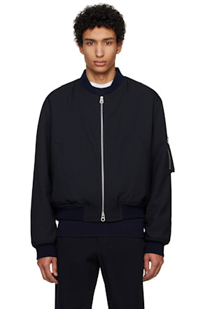 Navy Padded Bomber Jacket