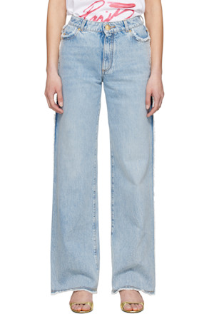 Blue Straight-Leg Denim Jeans
