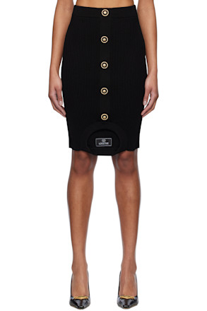 Black Optical Illusion Ribbed Knit Miniskirt