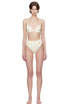 Off-White Button Triangle Bikini