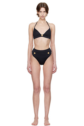 Black Button Triangle Bikini