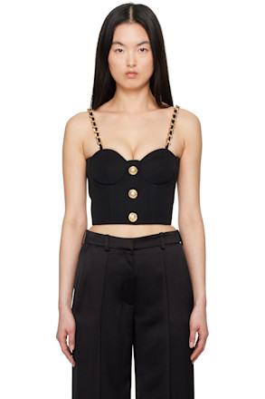 Black Chain Straps Bustier Top
