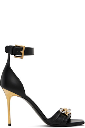 Black Safety-Pin Lambskin Sandals