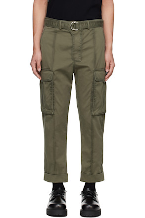 Green Tailored Slouch Cotton Cargo Pants