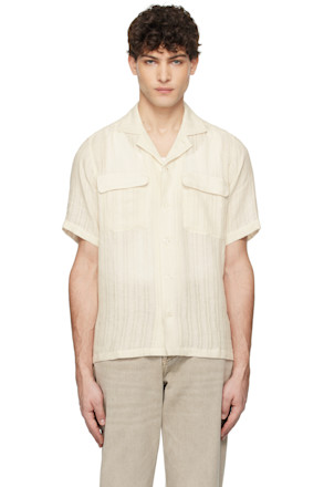 Beige French Linen Croched Shirt