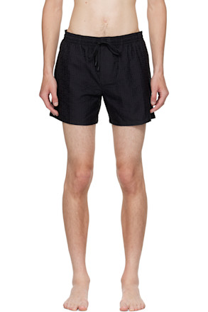 Black Monogram Swim Shorts
