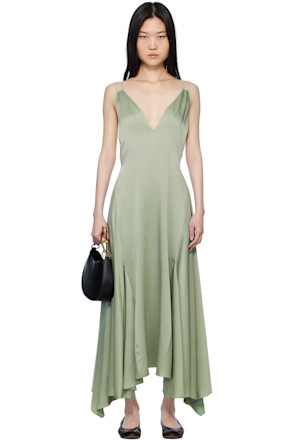 Green Silk Bowling Midi Dress