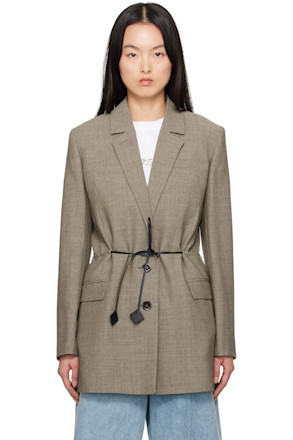 Brown Belted Wool Blazer