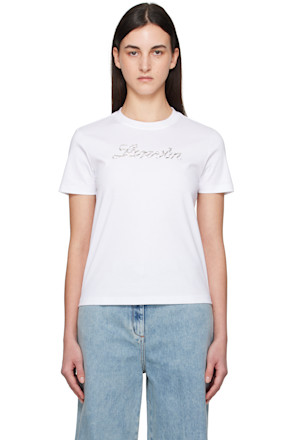 White 'Lanvin' Bead Embroidered T-shirt