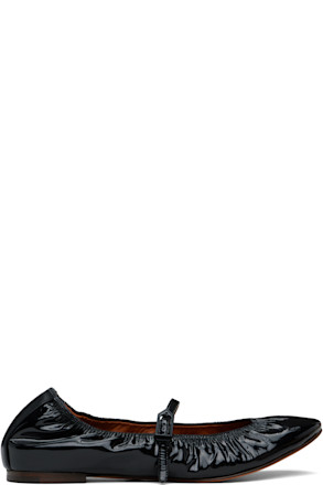 Black Mary Jane Glossy Leather Ballerina Flats