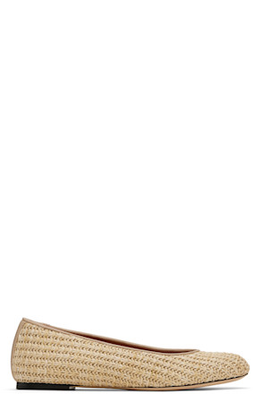 Beige Raffia Ballerina Flats