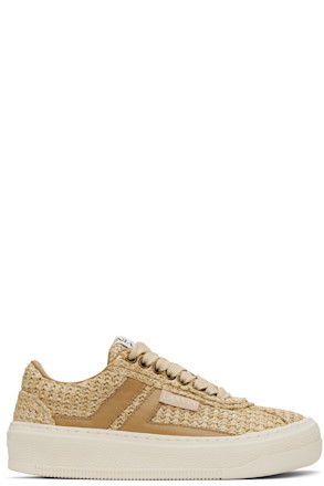 Beige 'Lanvin' Cash Raffia Sneakers