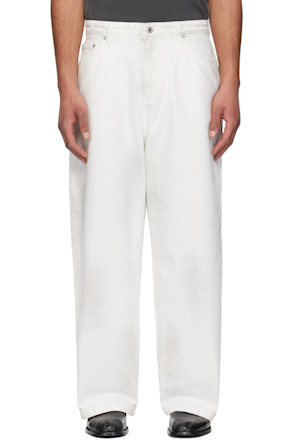 White Wide-Leg Dyed Jeans