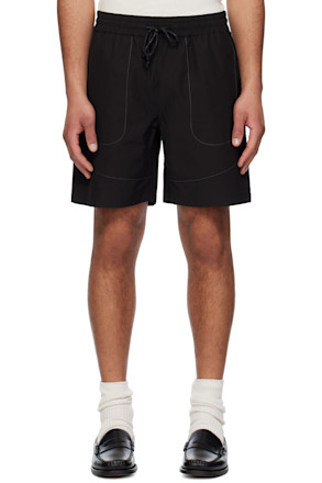 Black Contrast-Stitching Active Shorts