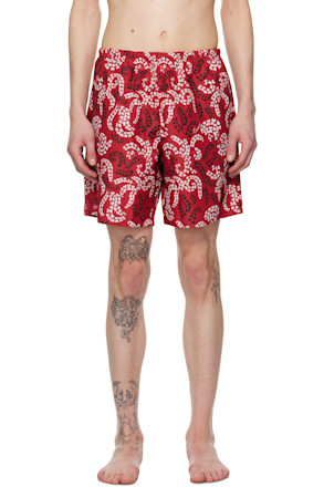 Red Printed Swim Shorts