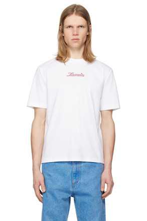 White Bouclette Script Logo T-Shirt