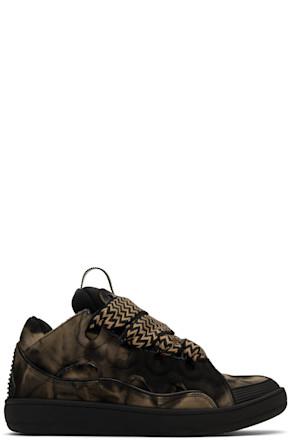 Black & Brown Curb Washed Denim Sneakers